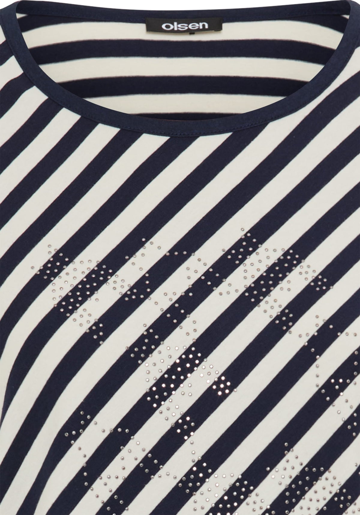 Embellished Diagonal Striped T-Shirt