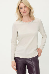 T-Shirt à bordures en strass