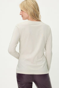 T-shirt à col en V avec bordures étincelantes