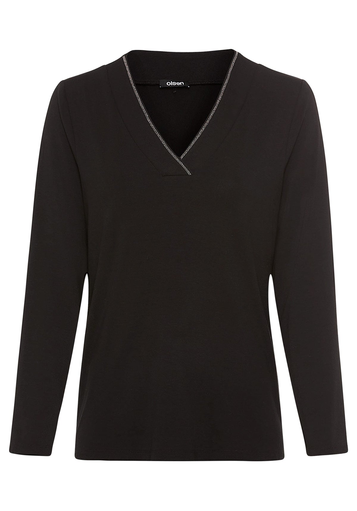 T-shirt à col en V avec bordures étincelantes