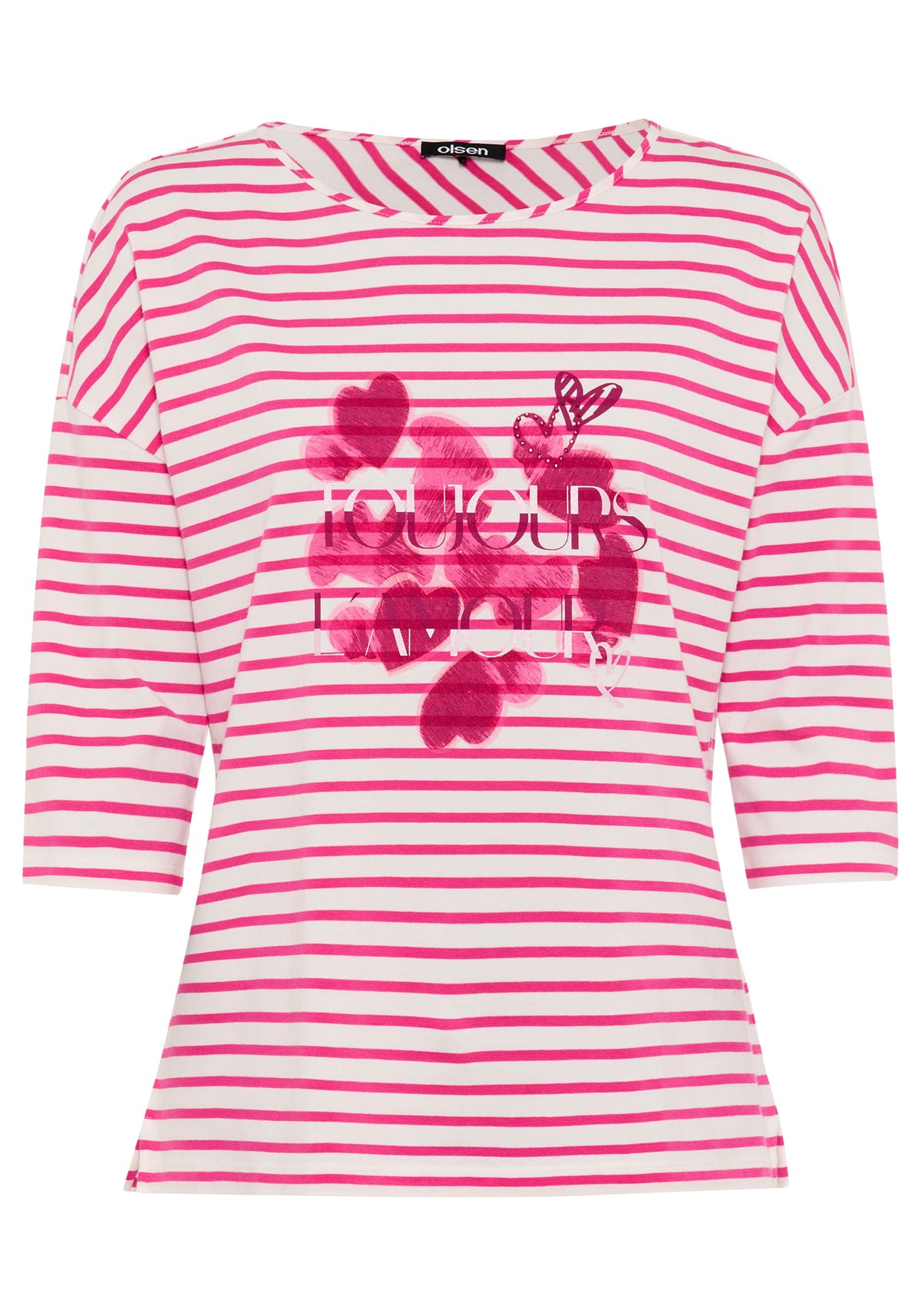 Stripe & Hearts Print T-Shirt