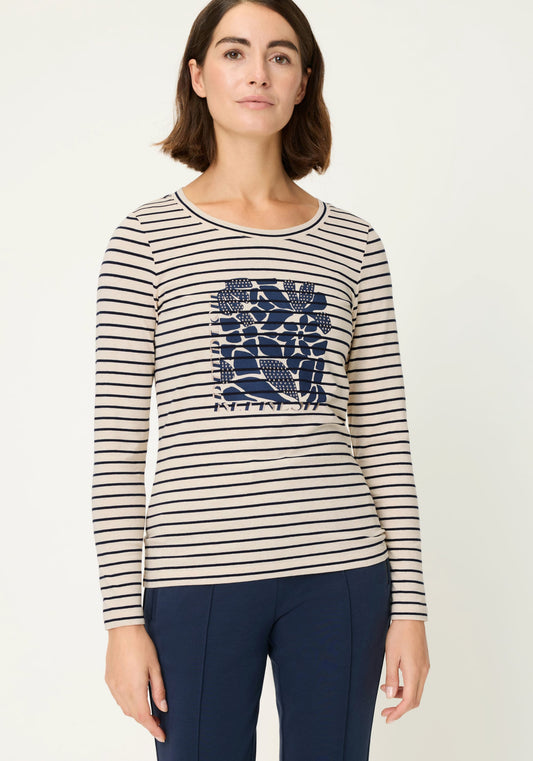 T-shirt à rayures et imprimés