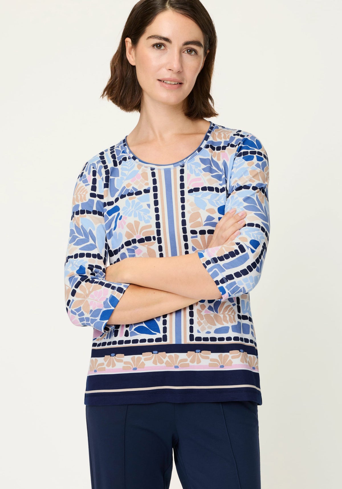 Floral & Border Print T-Shirt