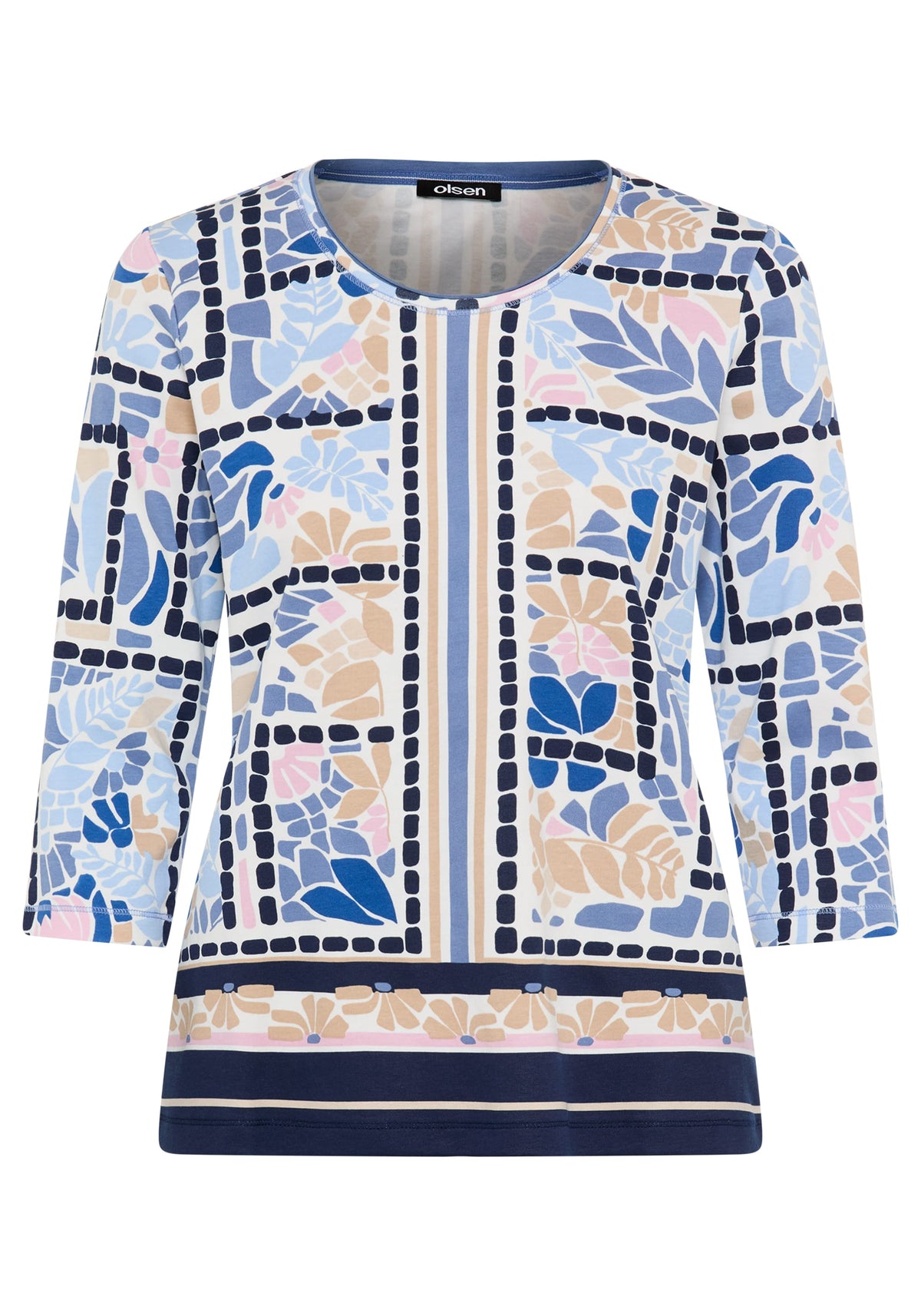 Floral & Border Print T-Shirt