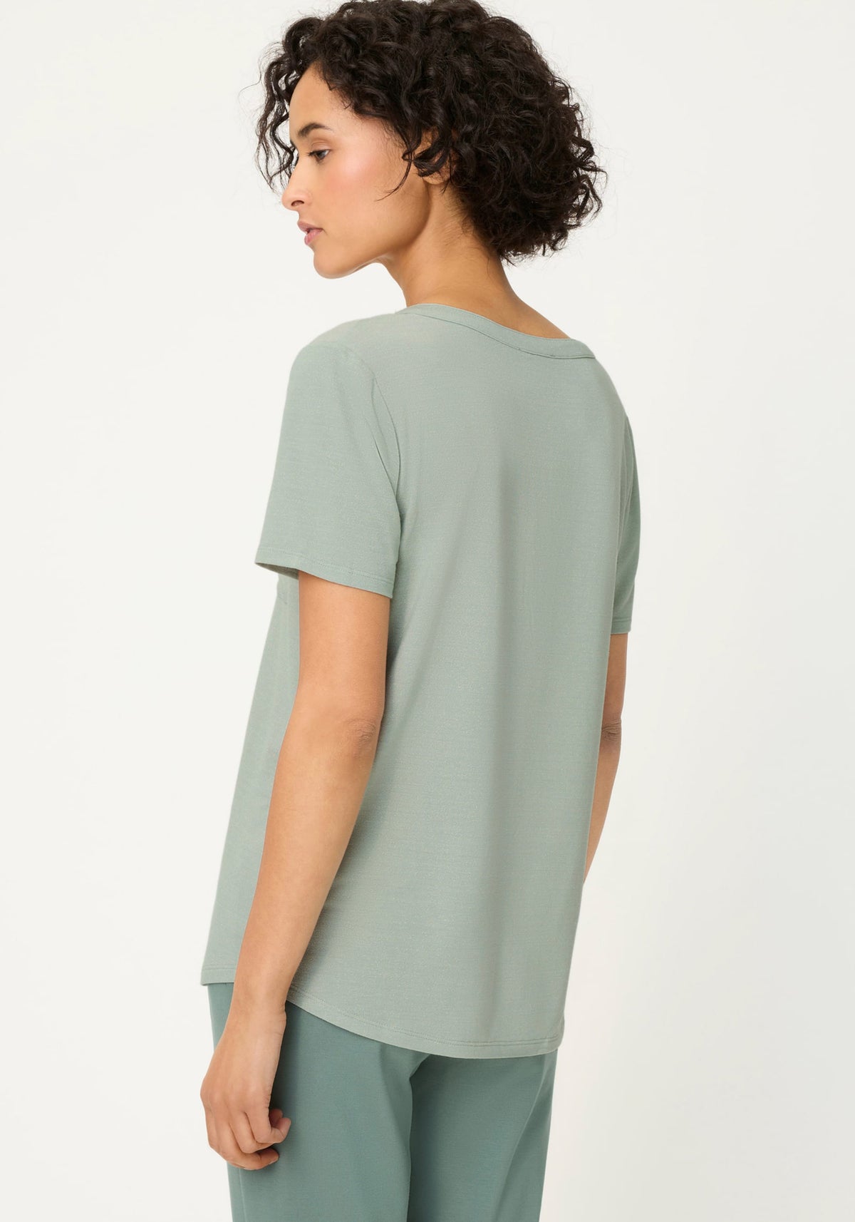 Shimmer Split Neck T-Shirt