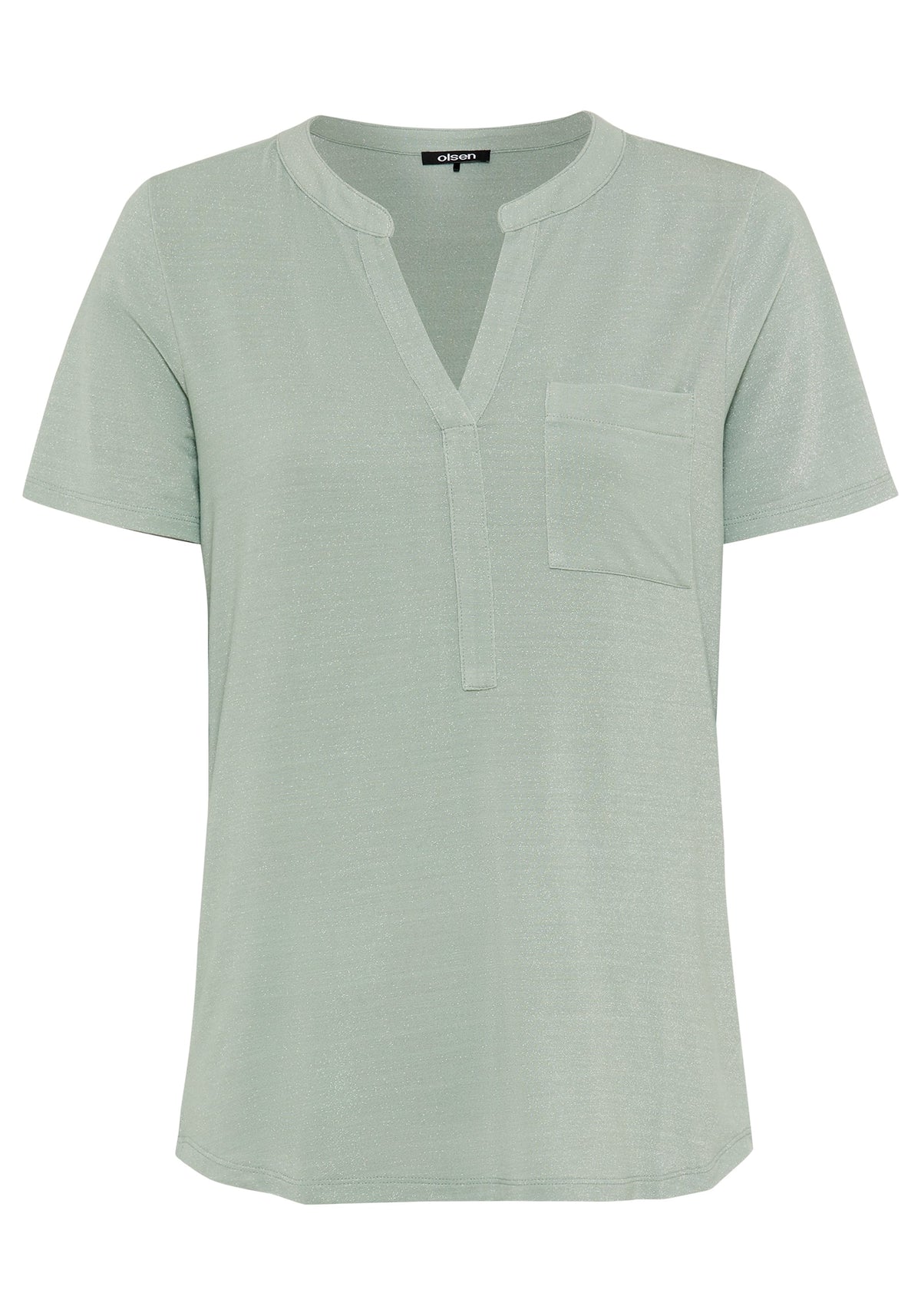 Shimmer Split Neck T-Shirt