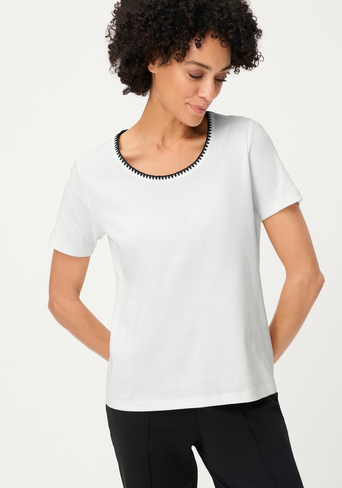 Embroidered Neck T-Shirt