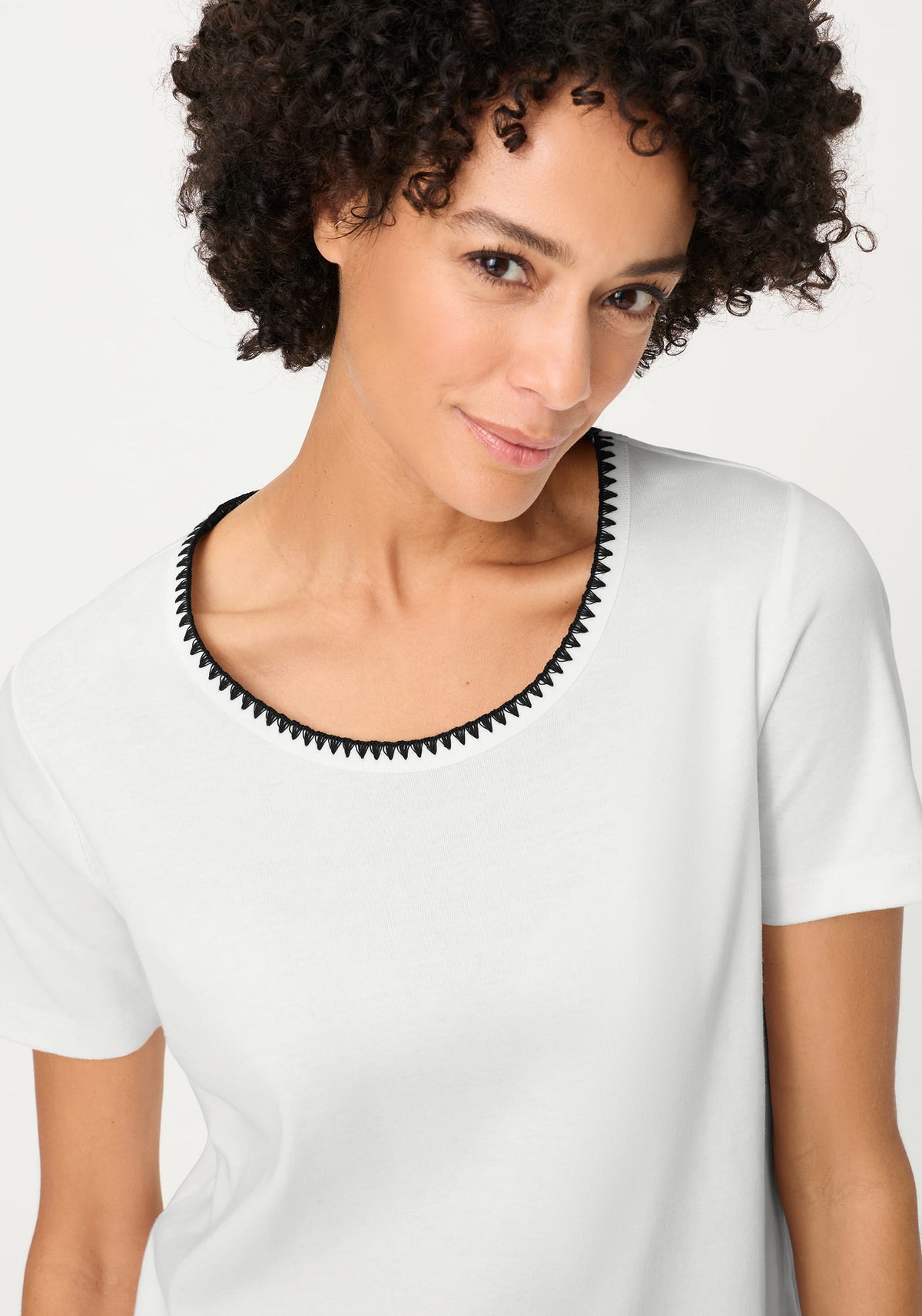 Embroidered Neck T-Shirt