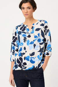 Graphic Floral Split Neck T-Shirt