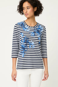 Stripe & Floral Print T-Shirt