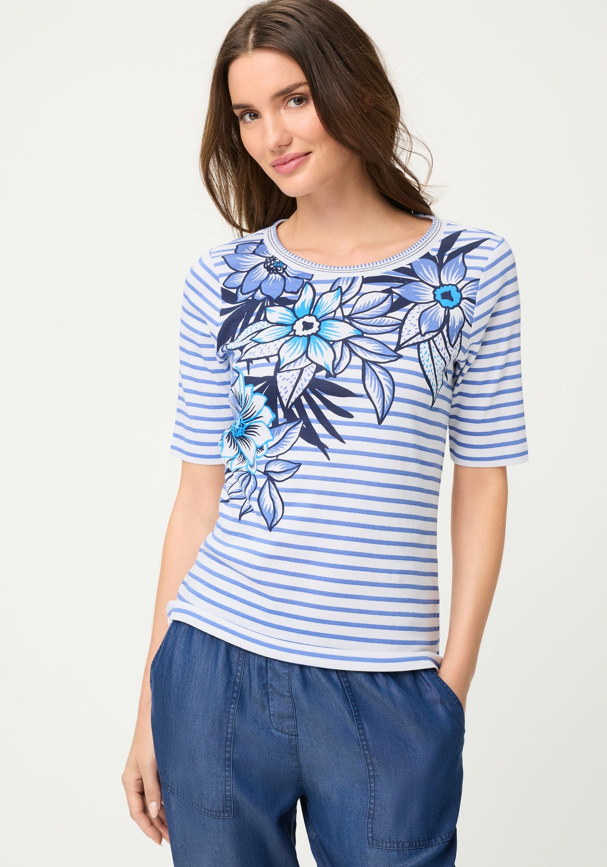 Stripe Placement Print T-Shirt