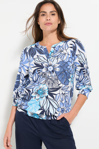 Floral Split Neck T-Shirt