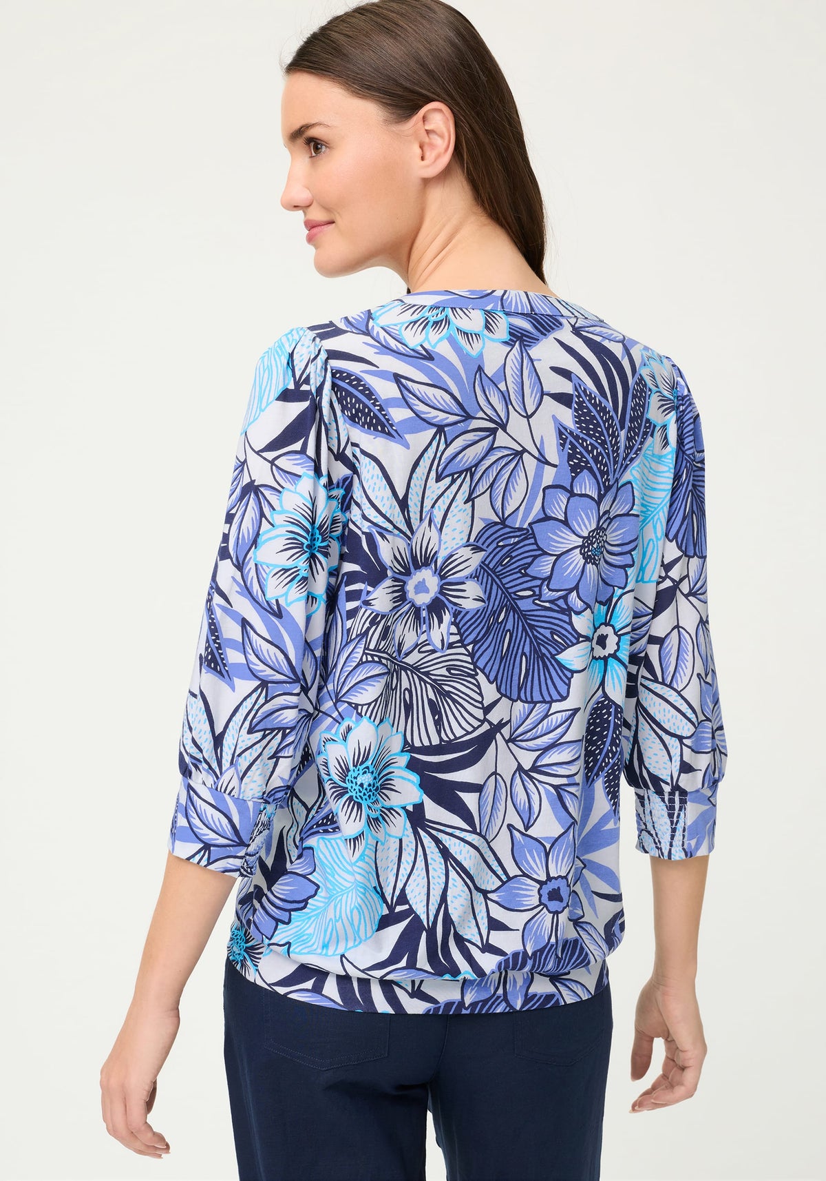 Floral Split Neck T-Shirt