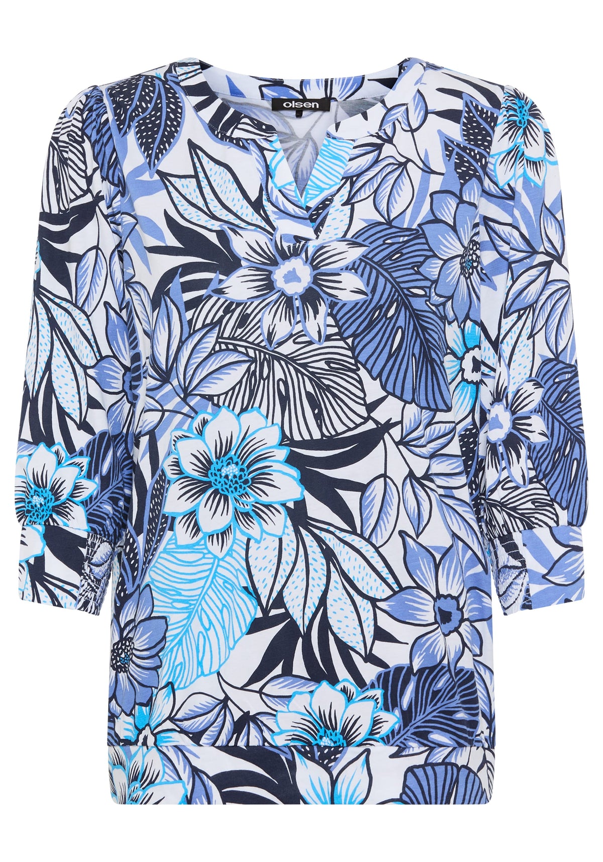 Floral Split Neck T-Shirt