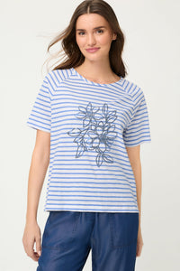 Sequin Floral Stripe T-Shirt