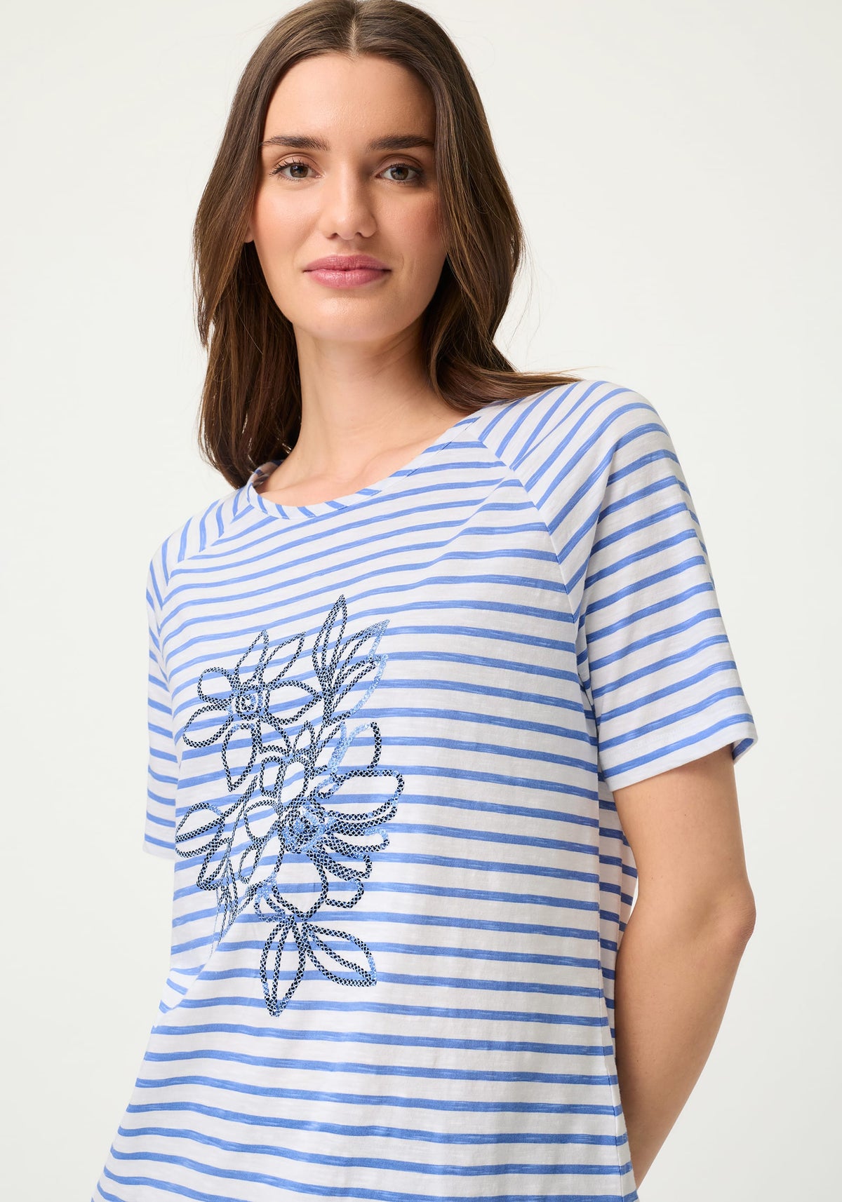 Sequin Floral Stripe T-Shirt