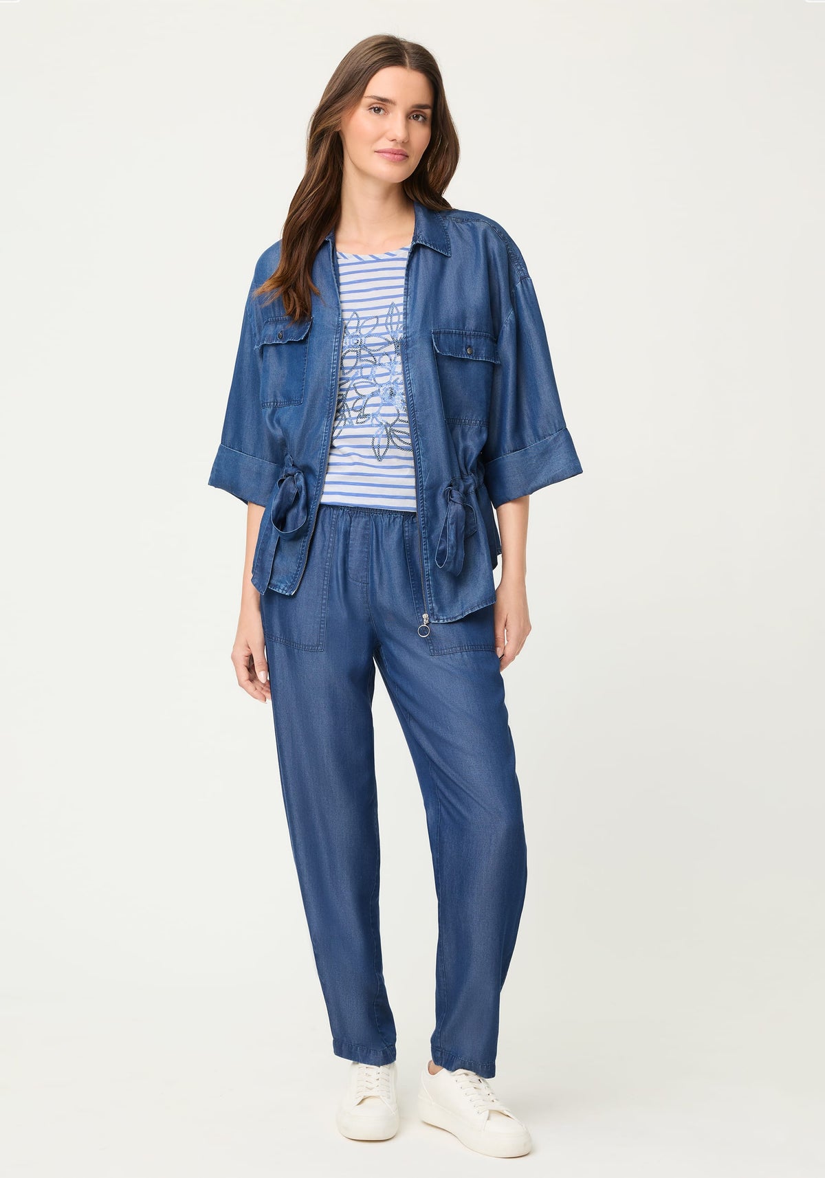 Sequin Floral Stripe T-Shirt