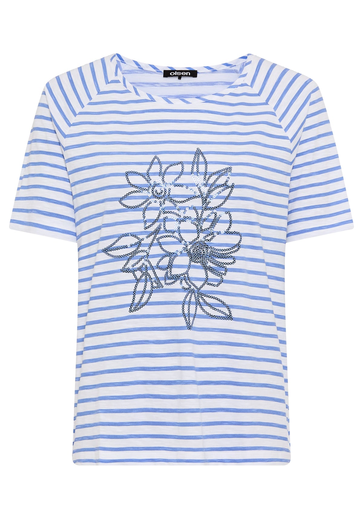 Sequin Floral Stripe T-Shirt