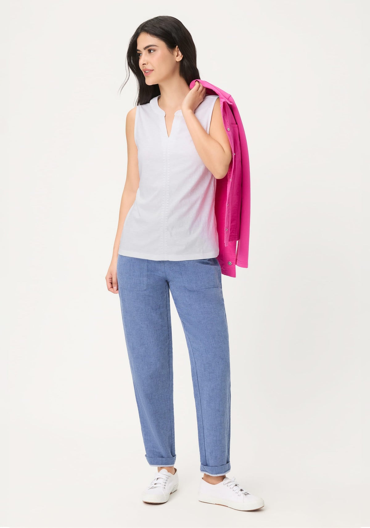 Embroidered Sleeveless Shell
