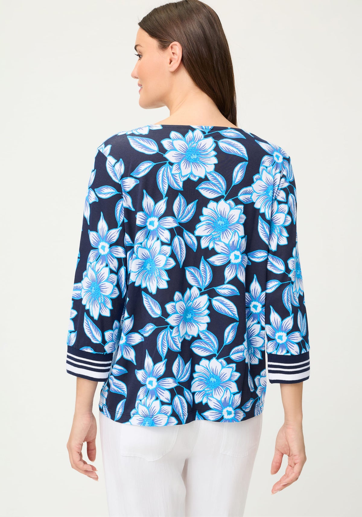 Split Neck Floral T-Shirt