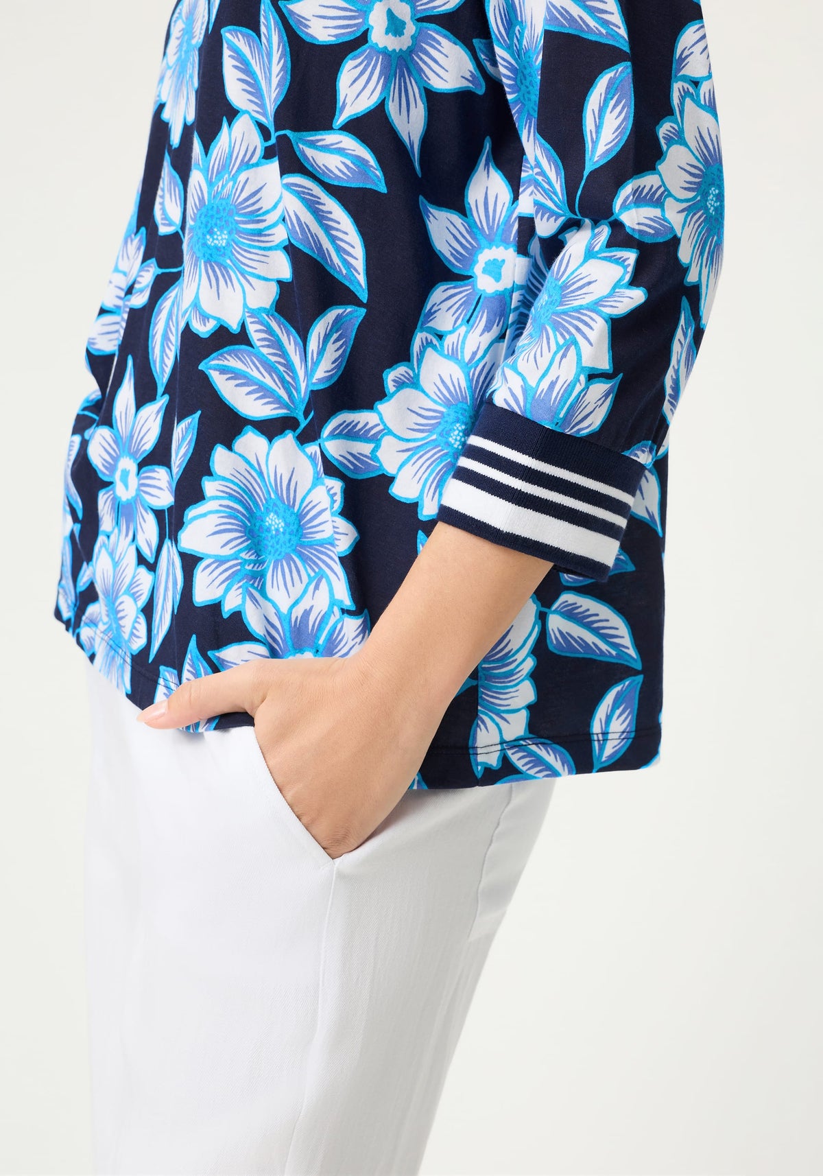 Split Neck Floral T-Shirt
