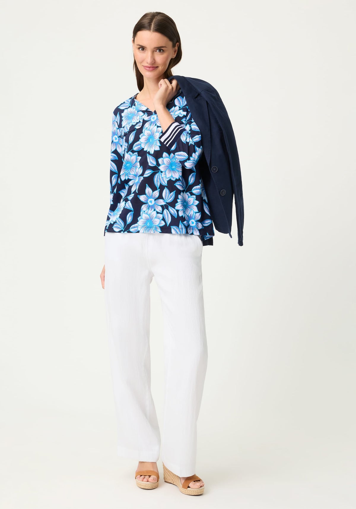 Split Neck Floral T-Shirt