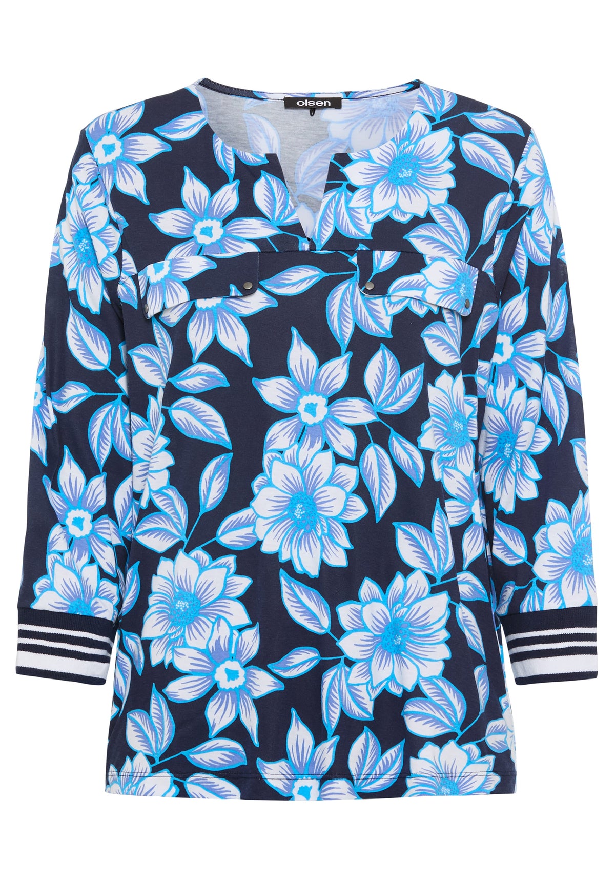 Split Neck Floral T-Shirt