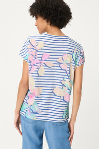 T-shirt à rayures et à motifs floraux