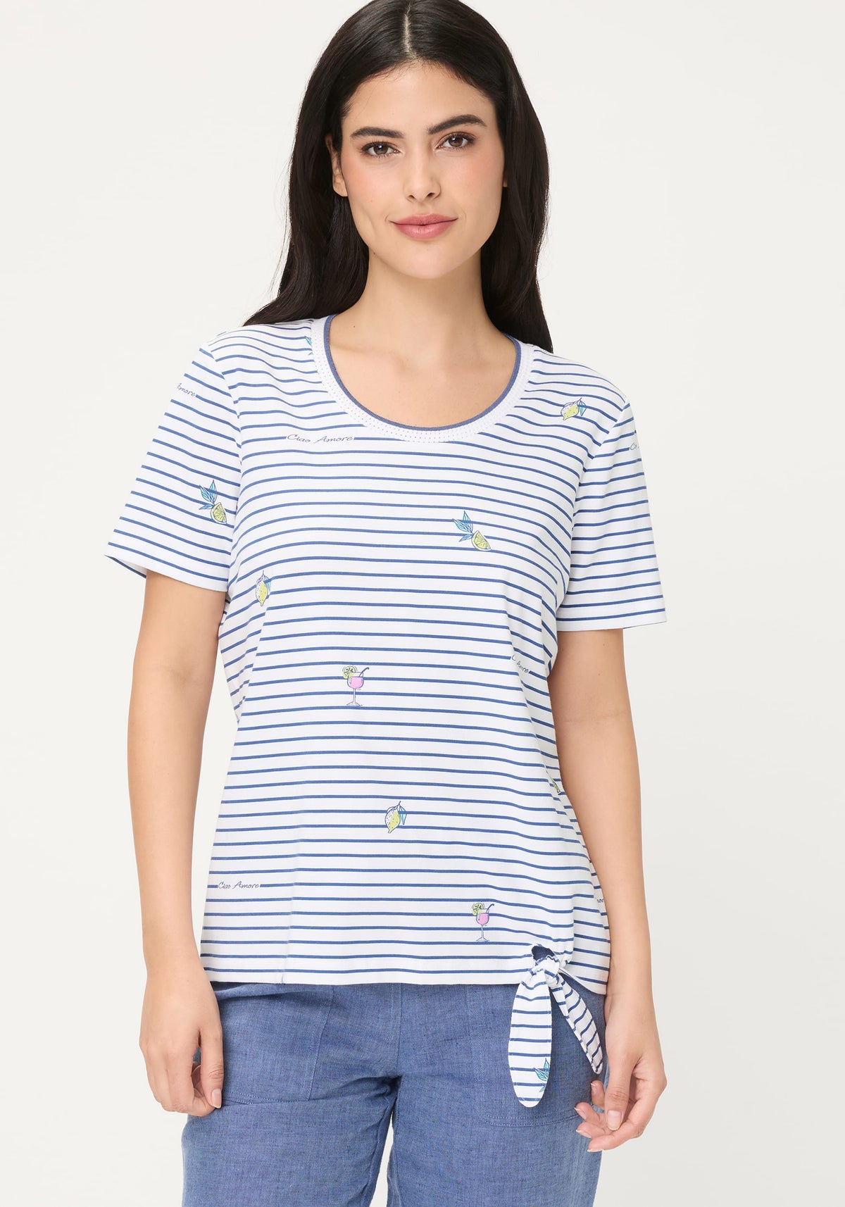 T-shirt à rayures et à pois