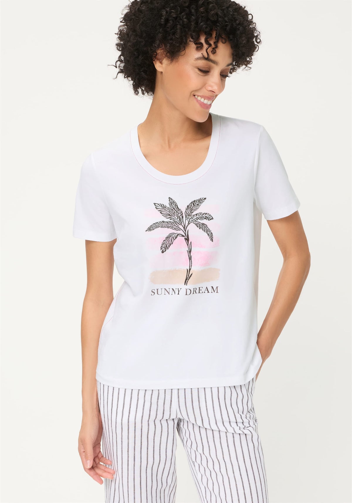 T-shirt à imprimé et motif brodé