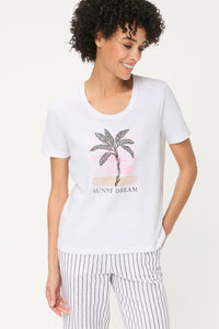 T-shirt à imprimé et motif brodé