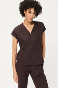 T-shirt tunique en mélange de matières