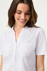 Embroidered Polo Henley T-Shirt