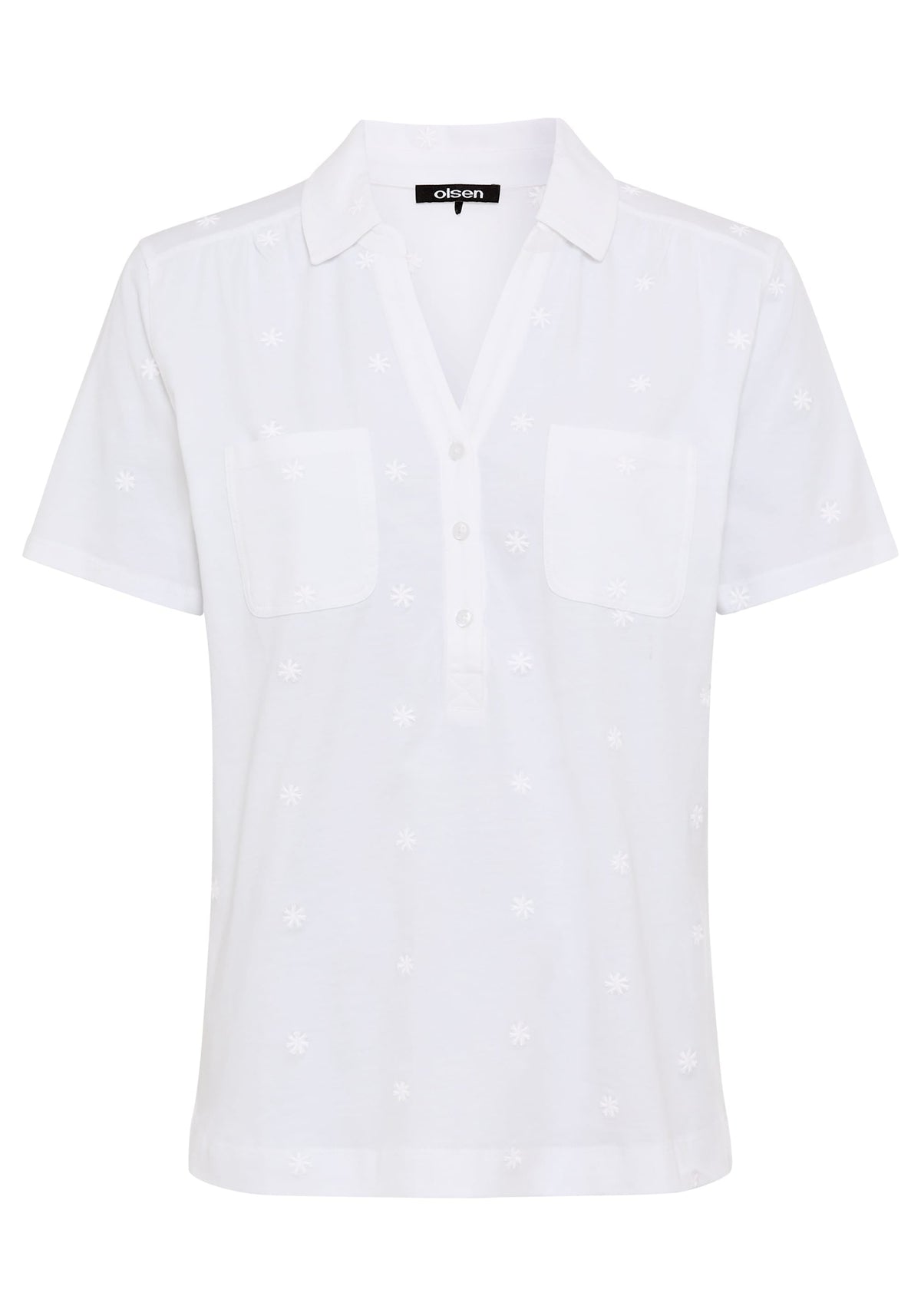 Embroidered Polo Henley T-Shirt