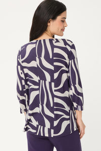 Zebra Splice Print Keyhole T-Shirt