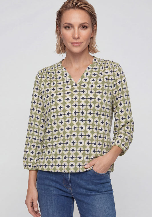 T-shirt à imprimé géométrique rétro
