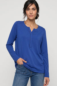 Solid Split Neck T-Shirt