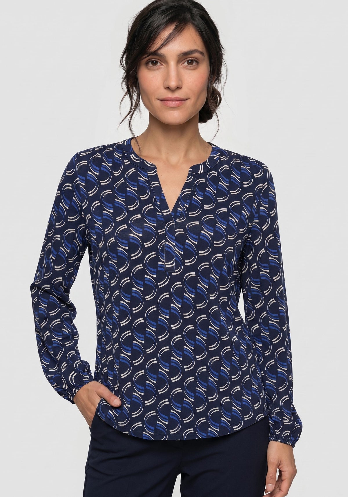 Wave Split Neck T-Shirt