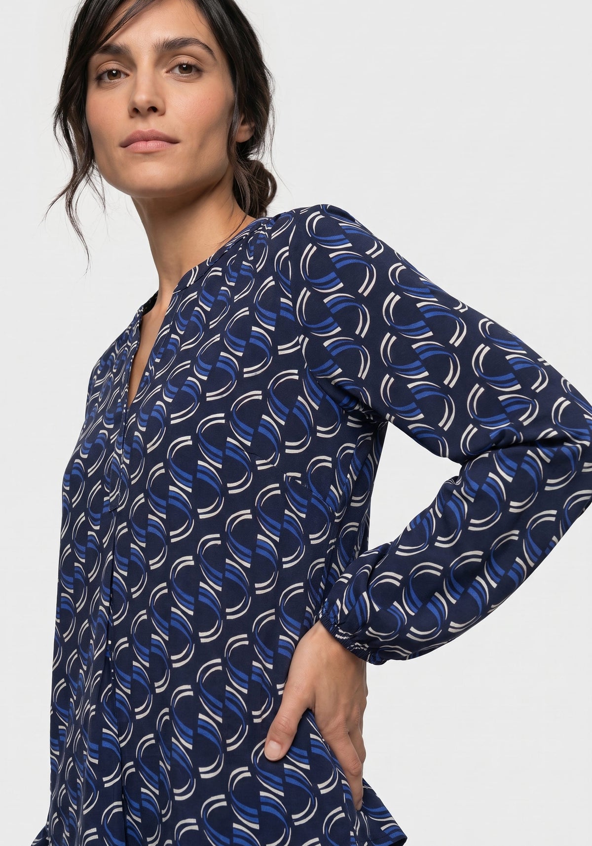 Wave Split Neck T-Shirt
