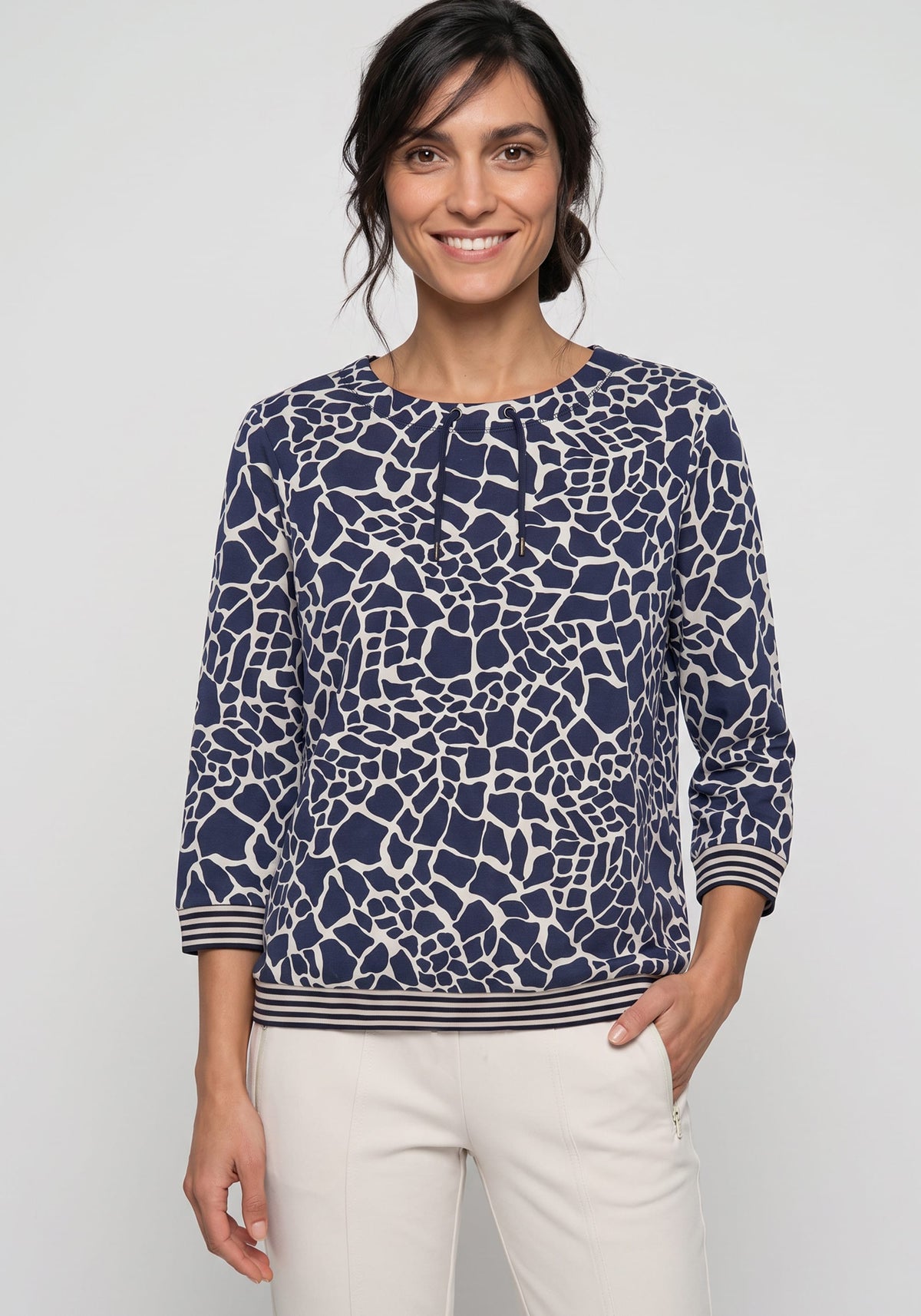 Graphic T-Shirt with Stripe Trim