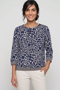 T-shirt à motif avec bordure rayée