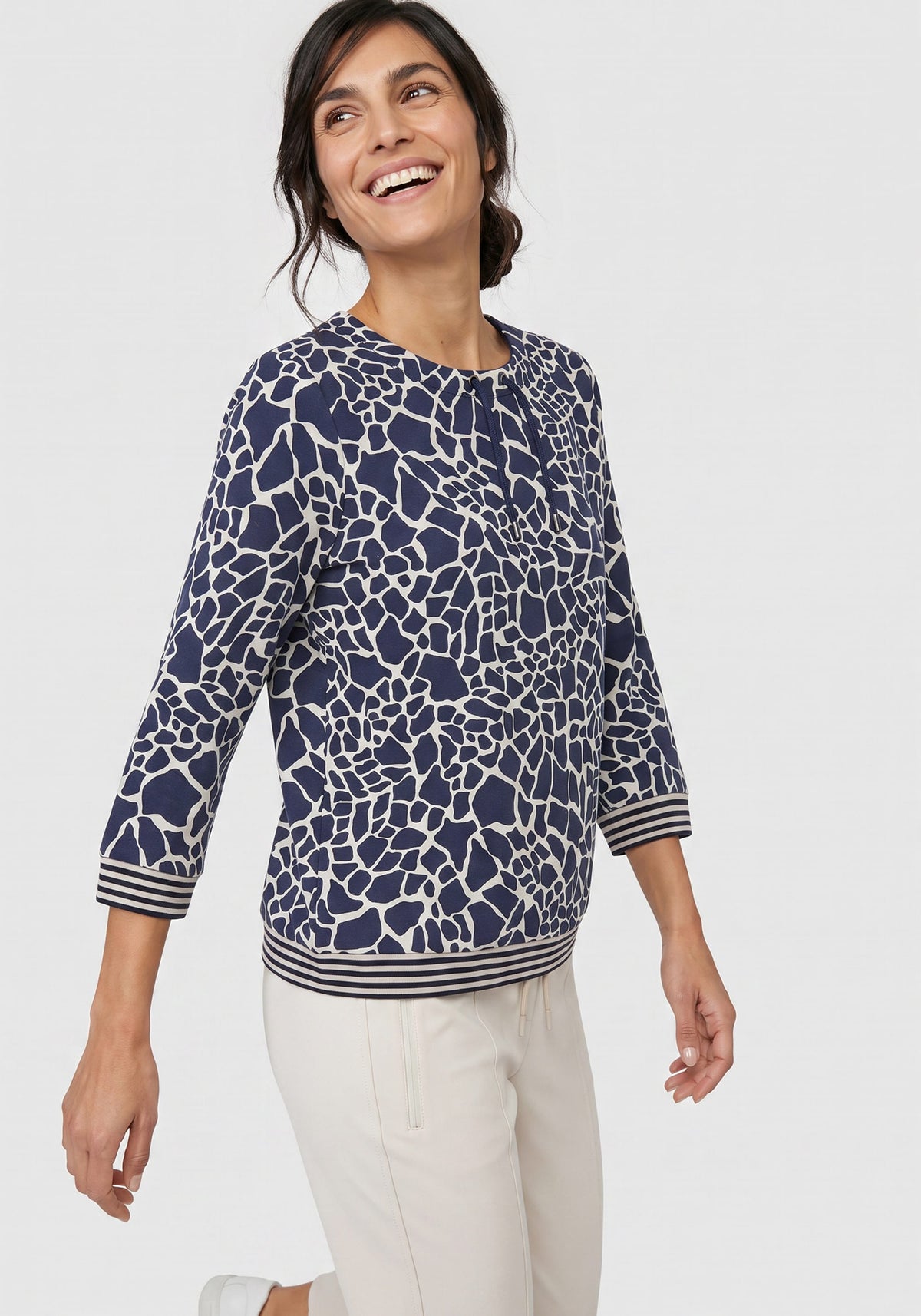 Graphic T-Shirt with Stripe Trim