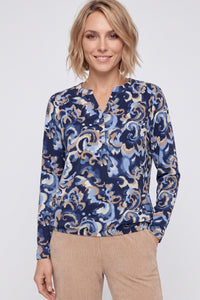 T-shirt à col fendu « Baroque Swirl »