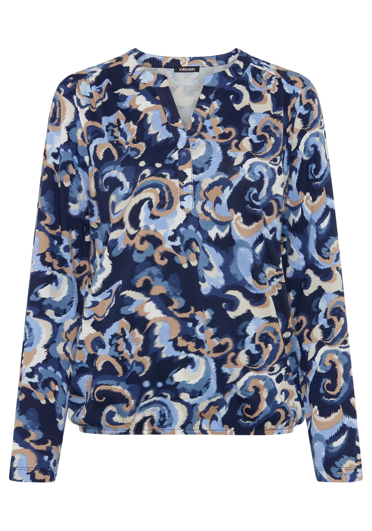Baroque Swirl Split Neck T-Shirt
