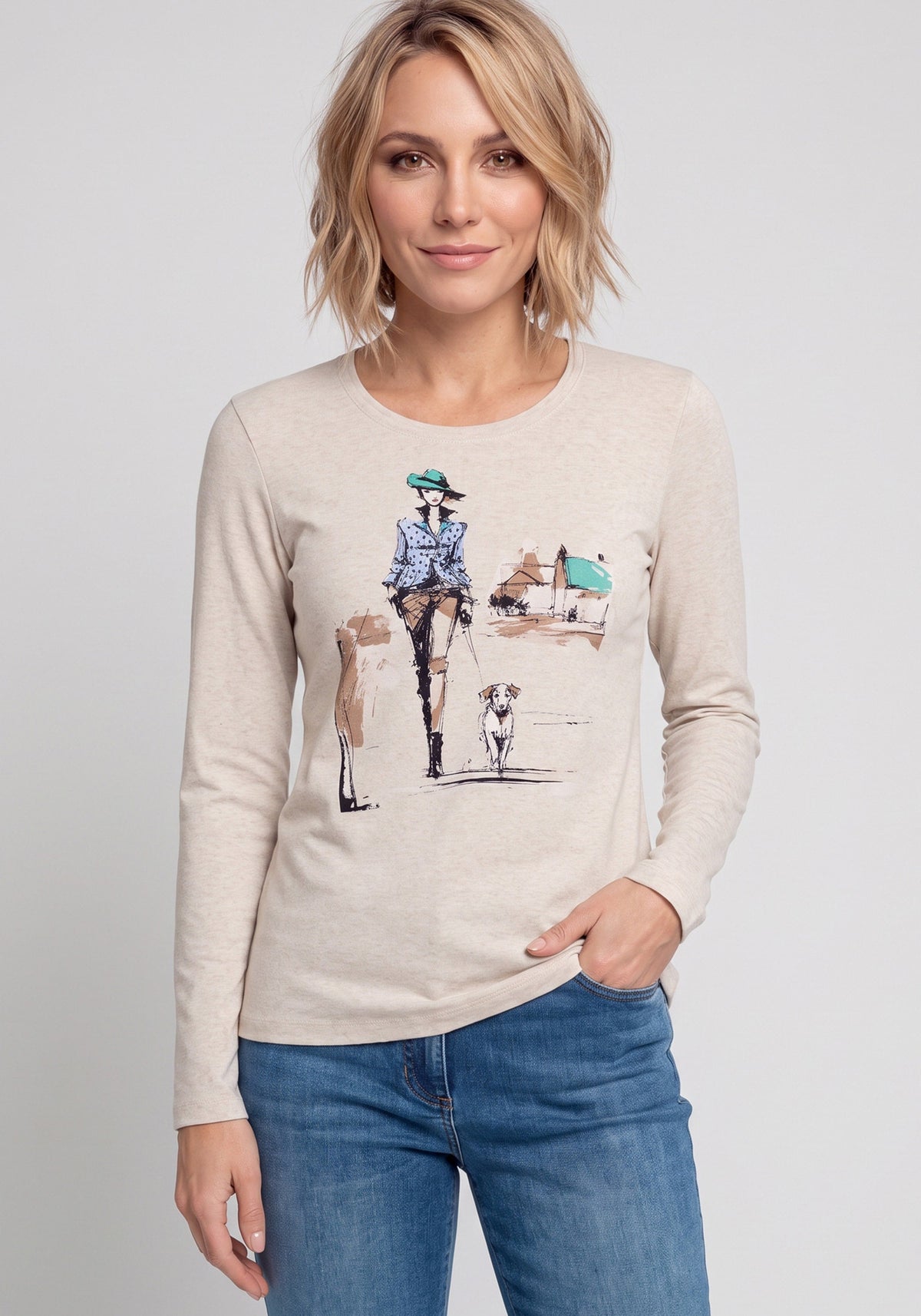 Country Chic Placement Print T-Shirt