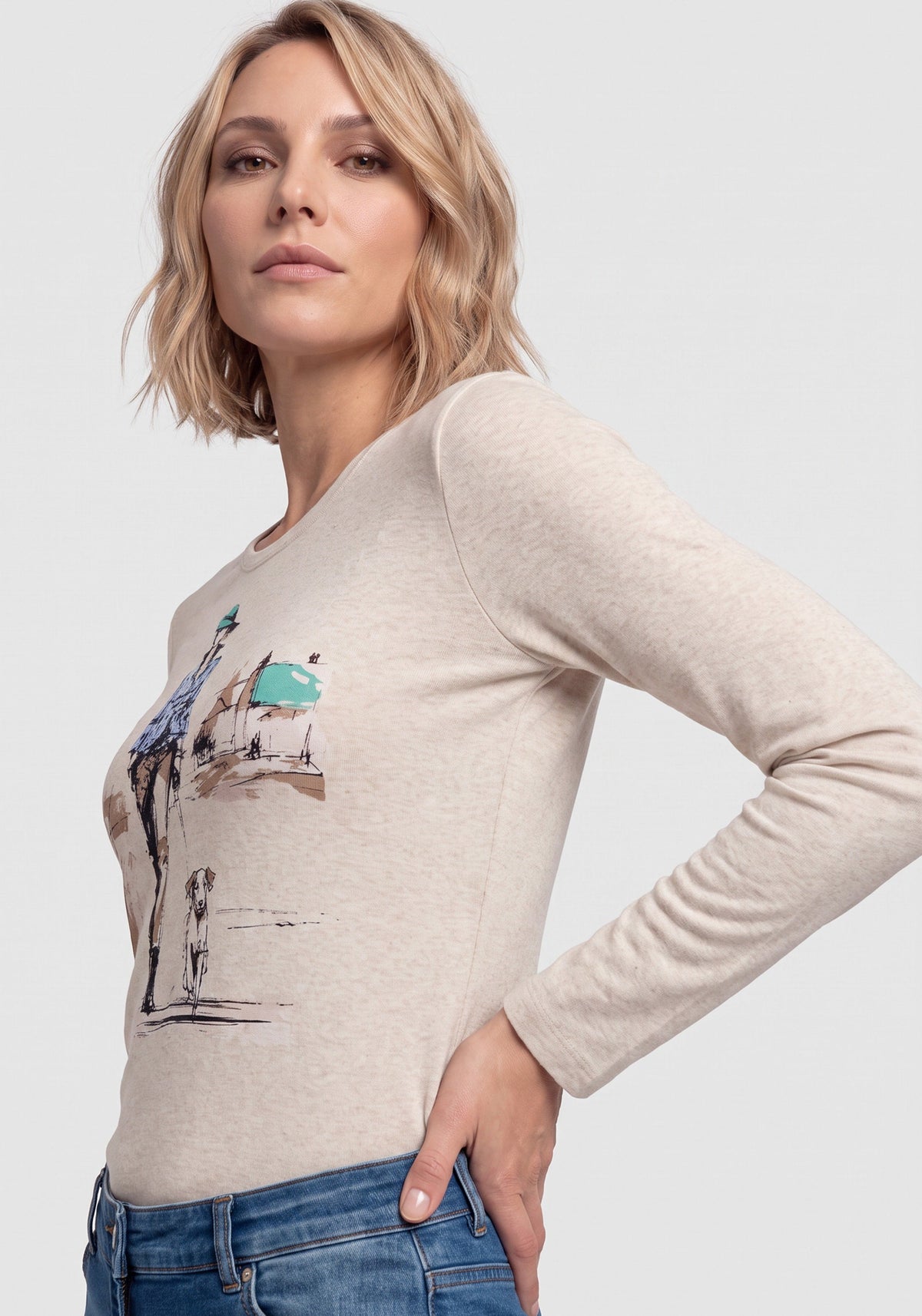 Country Chic Placement Print T-Shirt