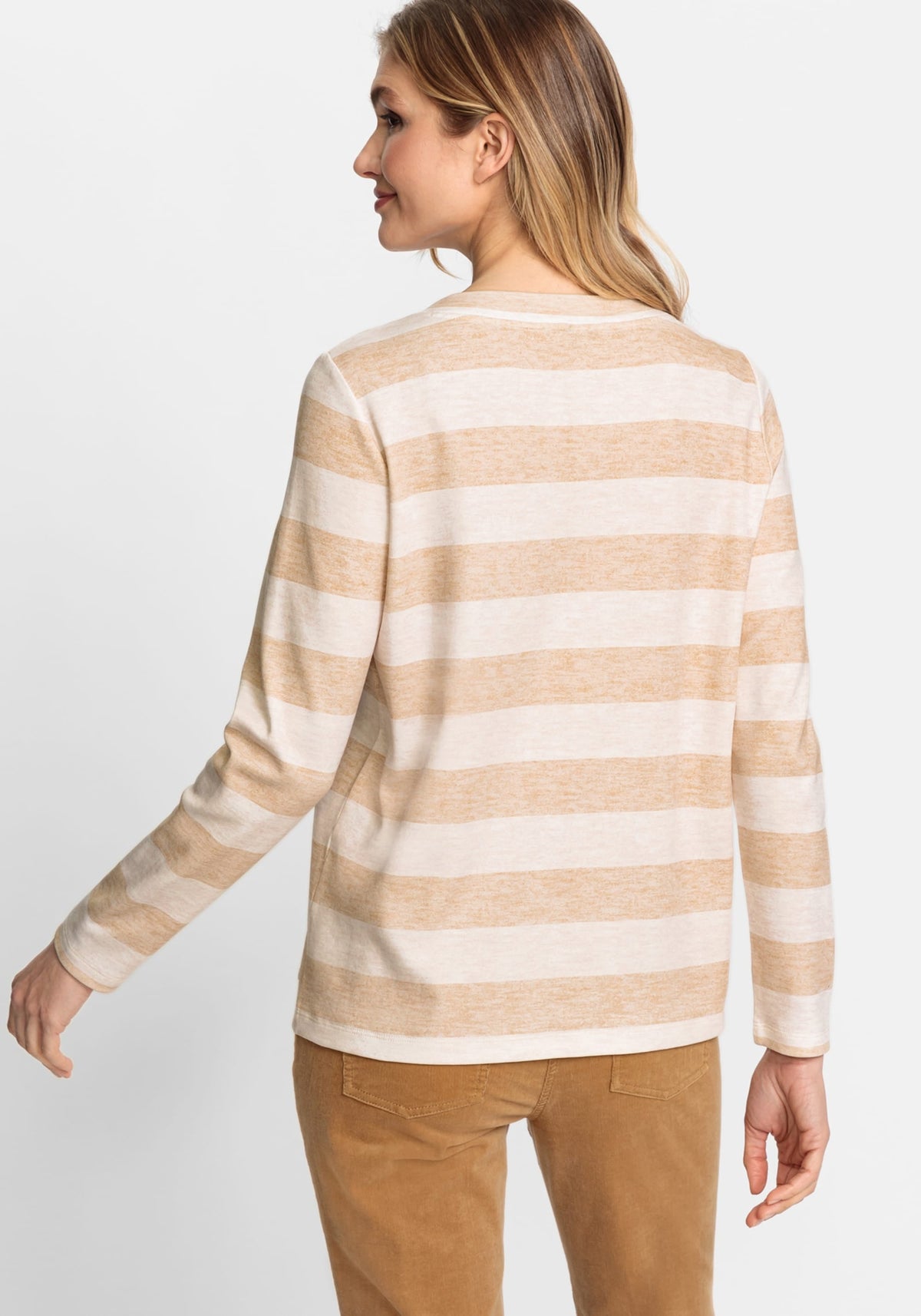 100% Cotton Long Sleeve Stripe &amp; Placement Print Jersey Top
