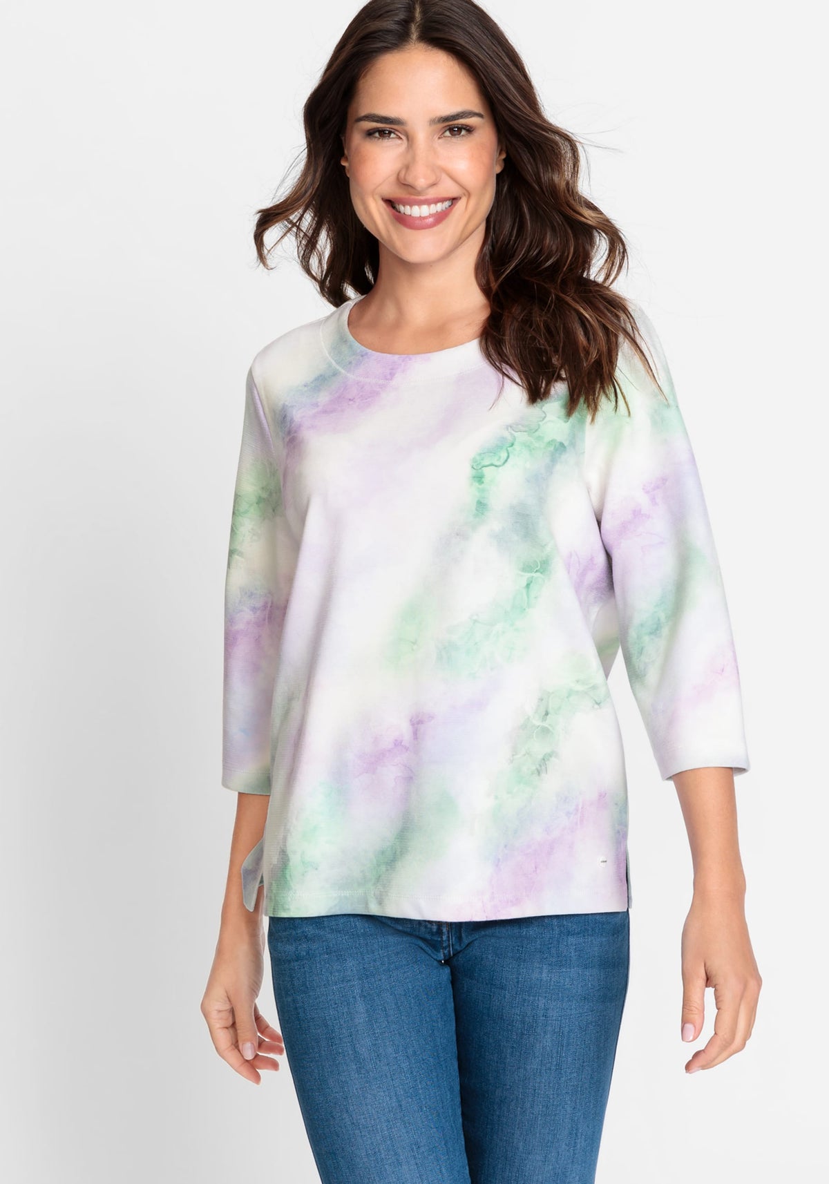 3/4 Sleeve Watercolour Jersey Top