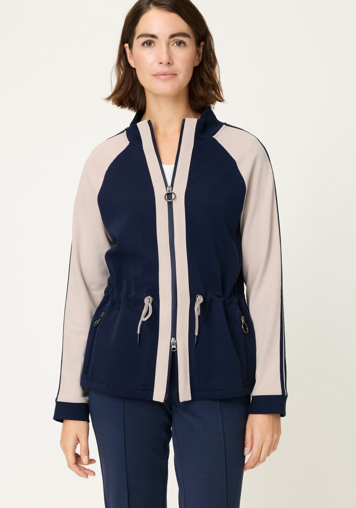 Jersey Knit Zip Front Jacket