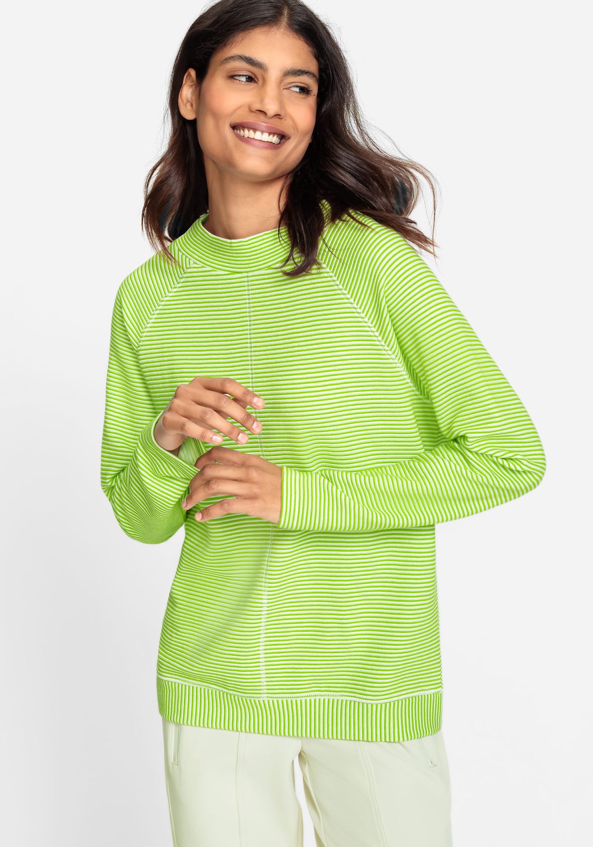 Long Sleeve Striped Ribbed Jersey Top